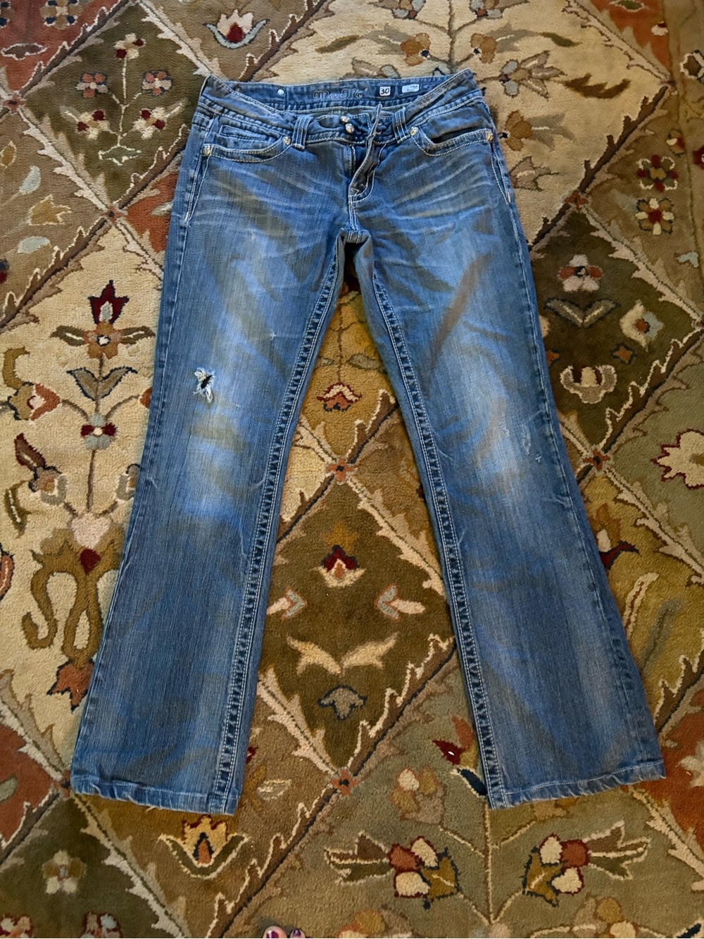 Miss Me Blue Distressed Flare Jeans